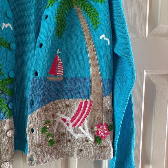 Vintage Timberlea Blue Beach Cardigan Sweater - Picture 3 of 5